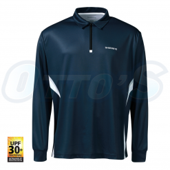 Shirts 22 Shimano Navy/Grey Zip Up Sublimated Long Sleeve Fishing Shirt